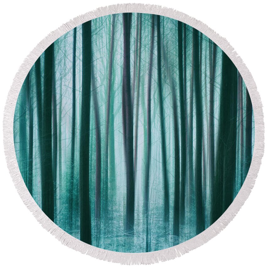 Nature Round Beach Towel featuring the photograph Among the Trees by David Lichtneker