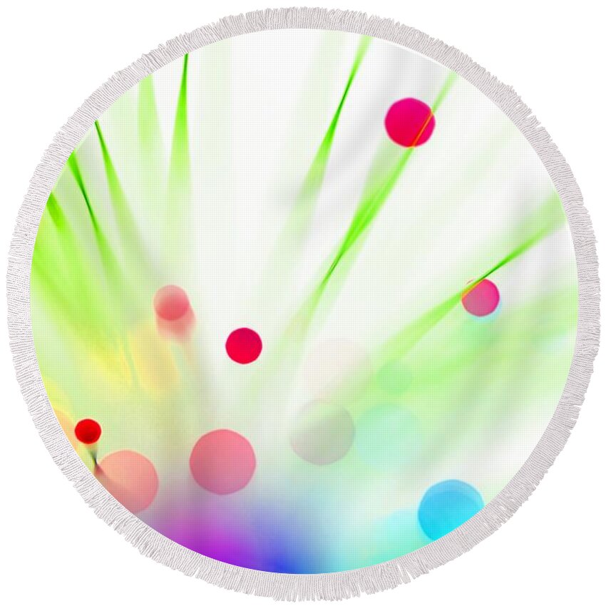 Abstract Round Beach Towel featuring the photograph Among the Wildflowers by Dazzle Zazz