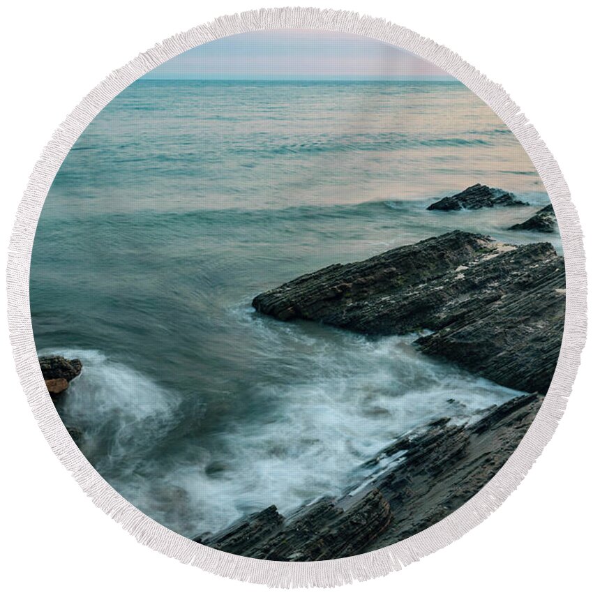 Sea Round Beach Towel featuring the photograph Amongst the shale by Jeff Hubbard