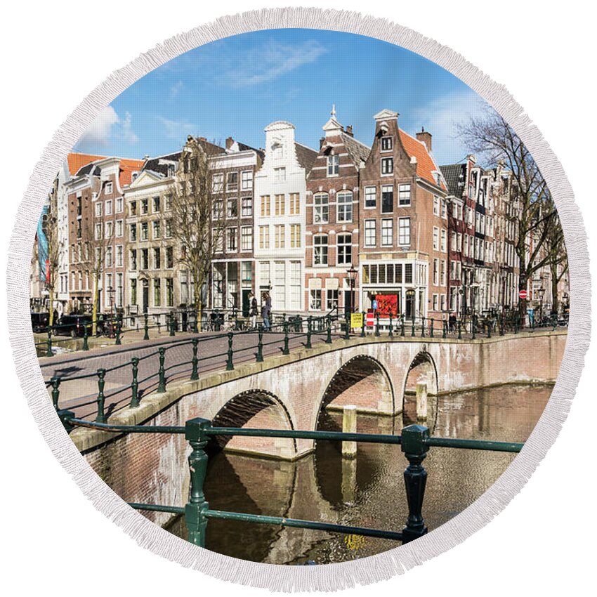 Amsterdam Round Beach Towel featuring the photograph Amsterdam by Didier Marti