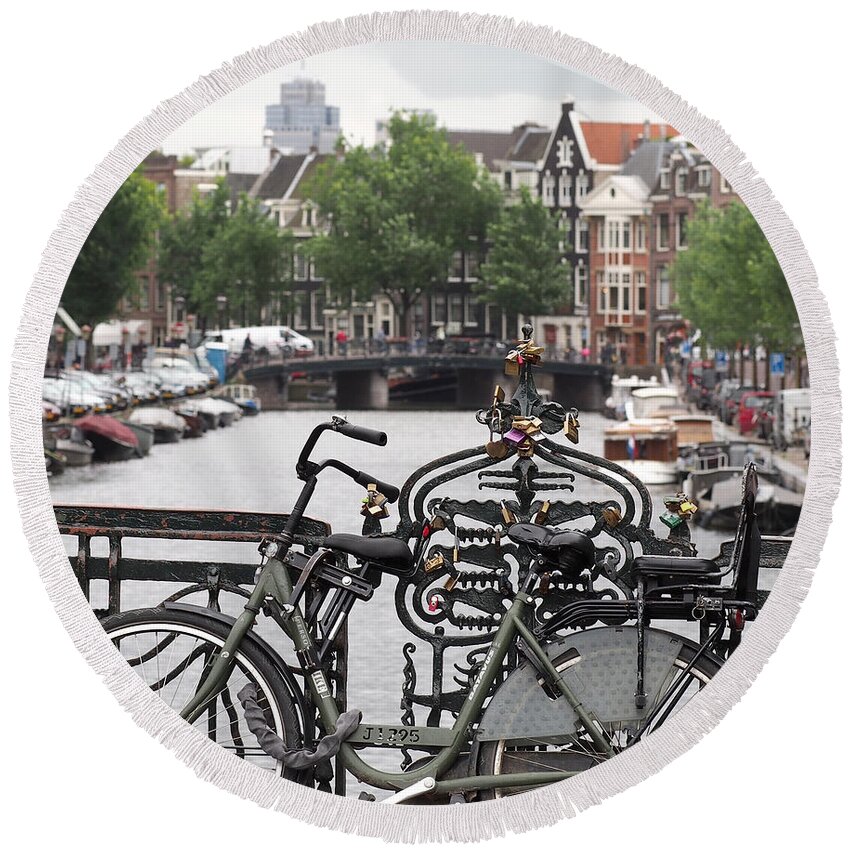 Amsterdam Round Beach Towel featuring the photograph Amsterdam by Rona Black