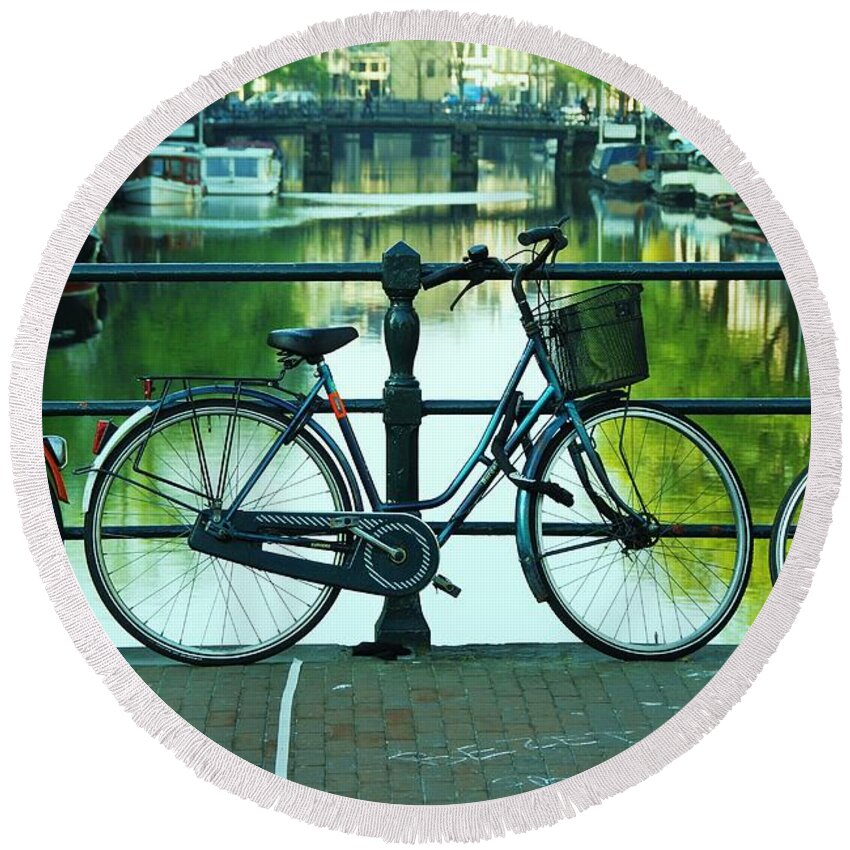 Amsterdam Round Beach Towel featuring the photograph Amsterdam Scene by Allen Beatty