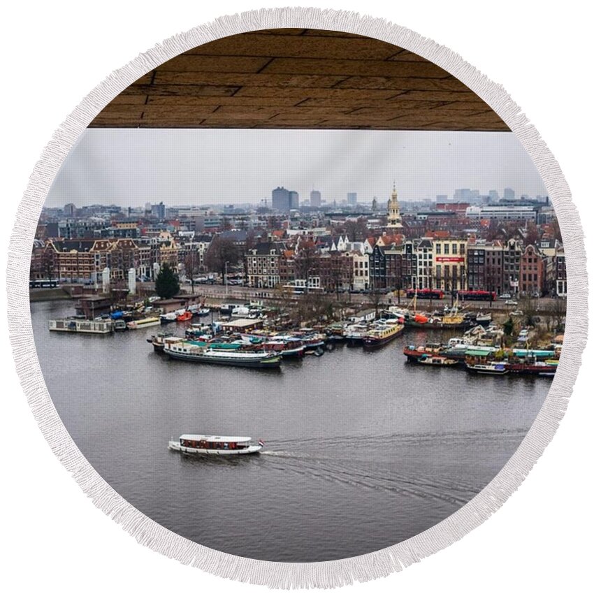 Beautiful Round Beach Towel featuring the photograph Amsterdam Skyline by Aleck Cartwright