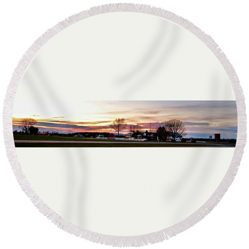 Sussex County Round Beach Towel featuring the photograph An American Farm in Delaware by Shawn M Greener