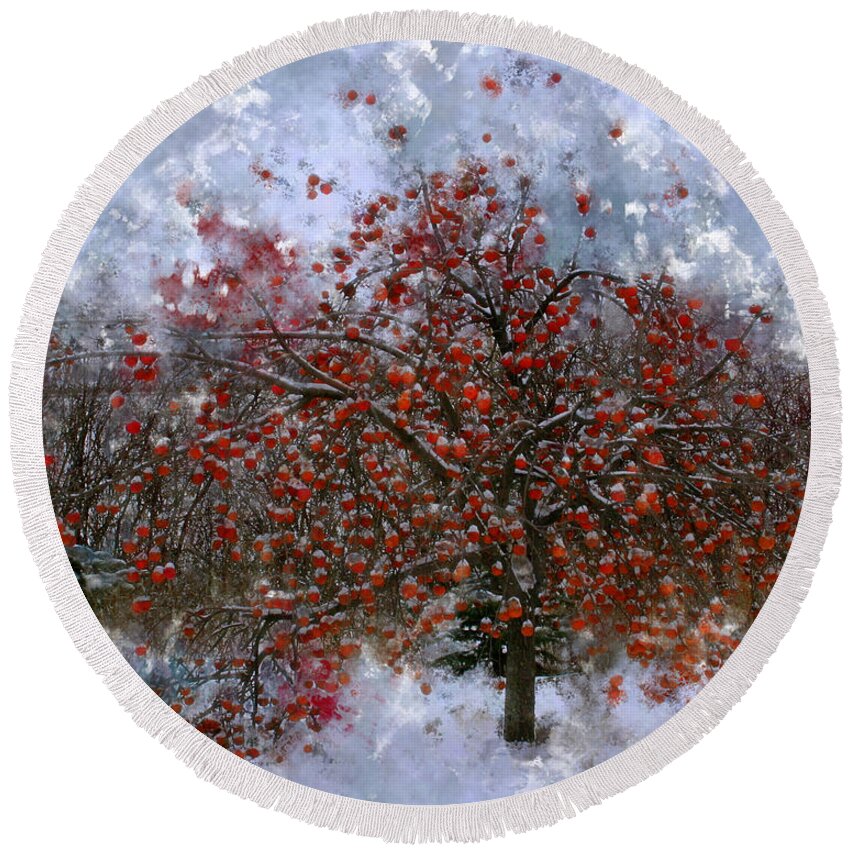 Apple Tree Round Beach Towel featuring the photograph An Apple of a Day by Julie Lueders 