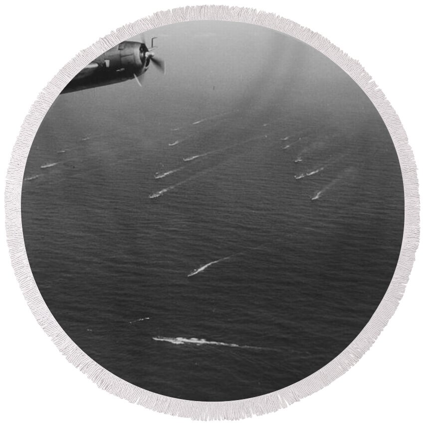 Plane Round Beach Towel featuring the photograph An Avenger Aircraft On Patrol by American School