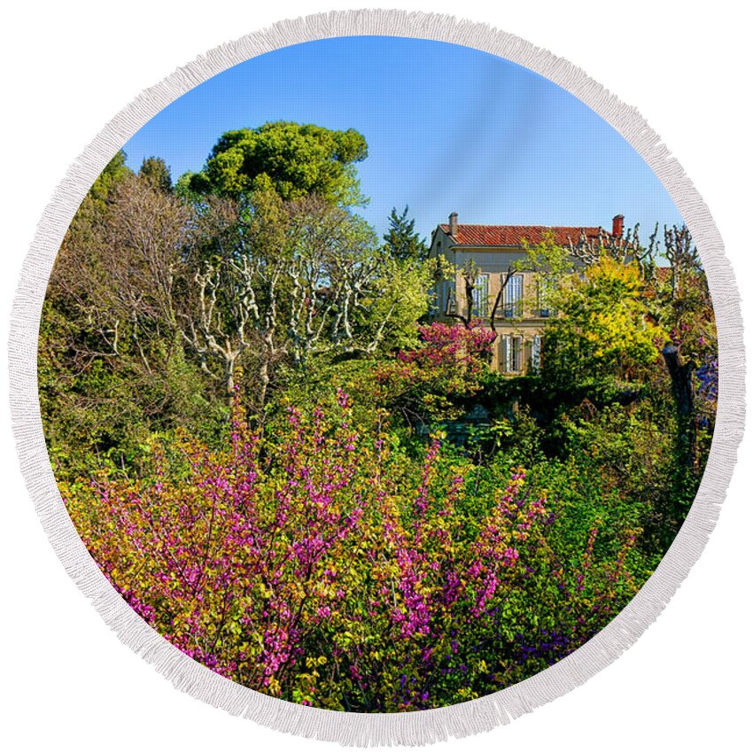 Provence Round Beach Towel featuring the photograph An Old House in Provence by Olivier Le Queinec