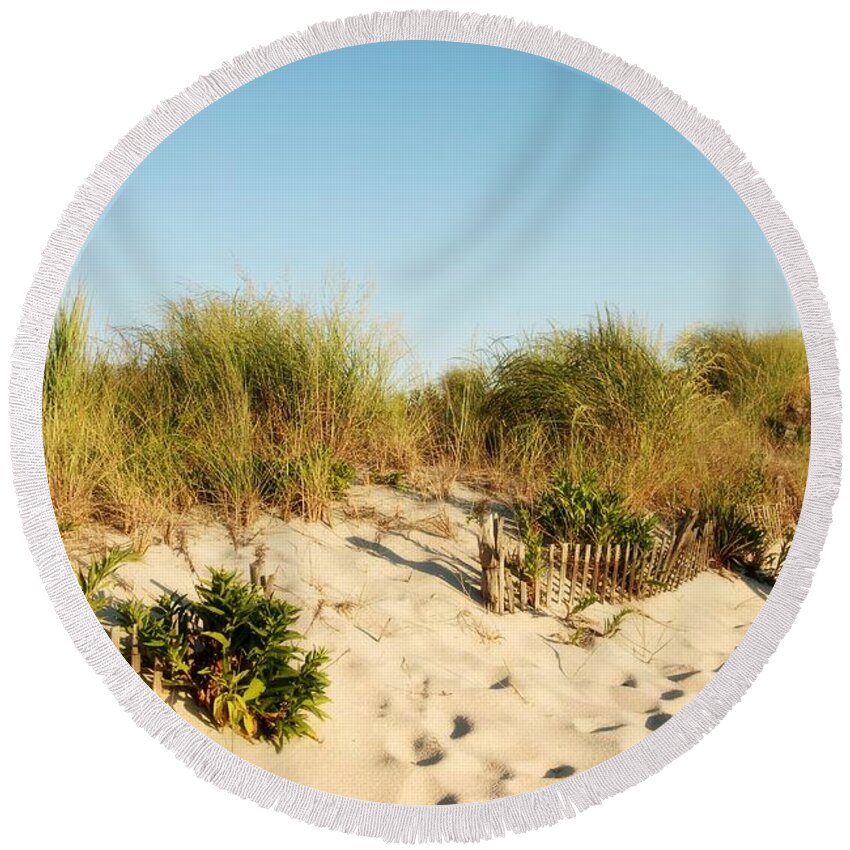 Jersey Shore Round Beach Towel featuring the photograph An Opening In The Fence - Jersey Shore by Angie Tirado