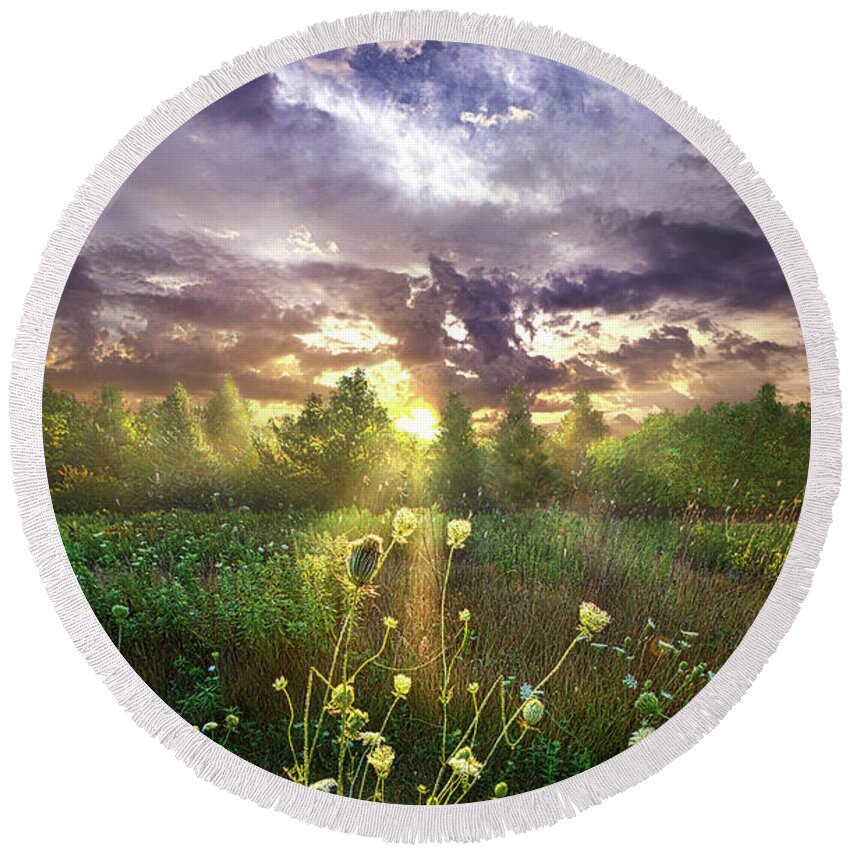 Summer Round Beach Towel featuring the photograph And In The Naked Light I Saw by Phil Koch