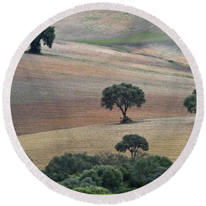 Landscape Round Beach Towel featuring the photograph Andalusian Landscape by Heiko Koehrer-Wagner