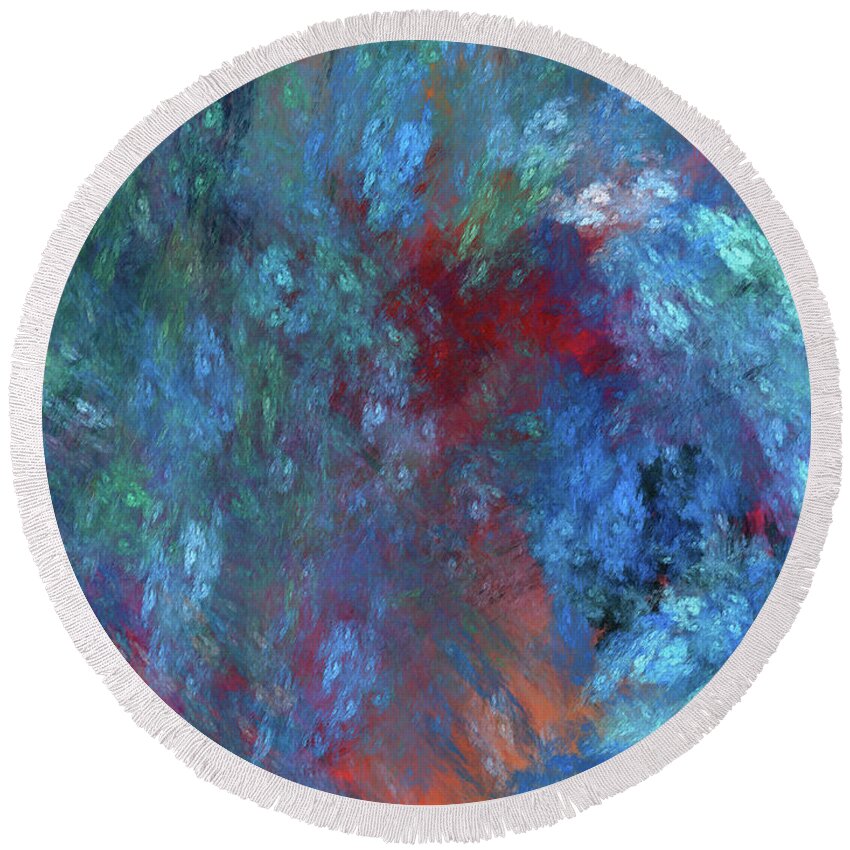 Andee Design Abstract Round Beach Towel featuring the digital art Andee Design Abstract 1 2017 by Andee Design