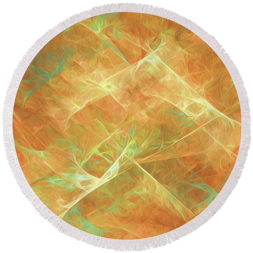 Abstract Round Beach Towel featuring the digital art Andee Design Abstract 106 2017 by Andee Design