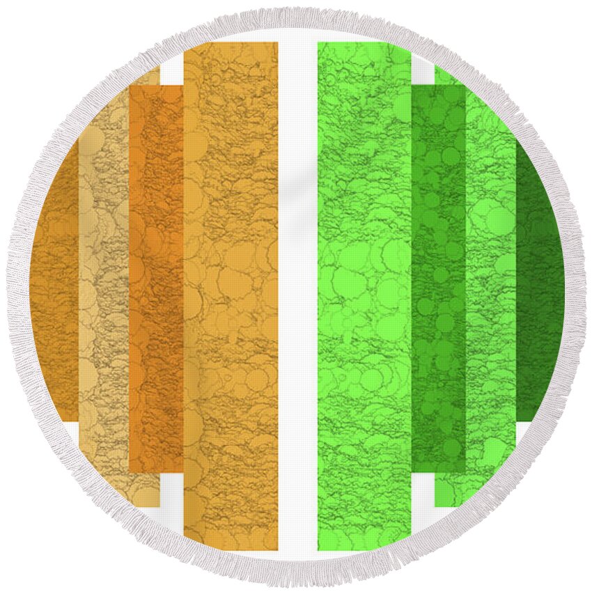 Andee Design Orange And Green Abstract Round Beach Towel featuring the digital art Andee Design Abstract 5 2016 by Andee Design