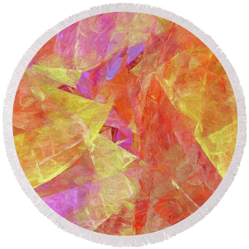 Abstract Round Beach Towel featuring the digital art Andee Design Abstract 6 2017 by Andee Design