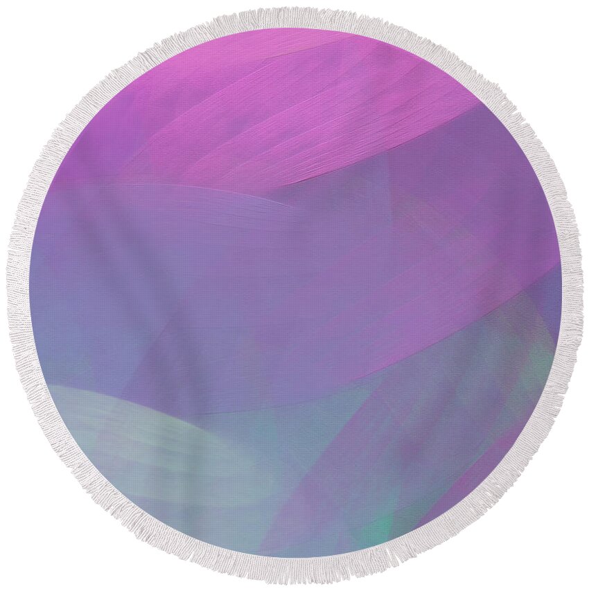 Abstract Round Beach Towel featuring the digital art Andee Design Abstract 85 2017 by Andee Design