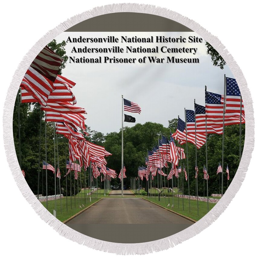 Andersonville Round Beach Towel featuring the photograph Andersonville National Park by Jerry Battle
