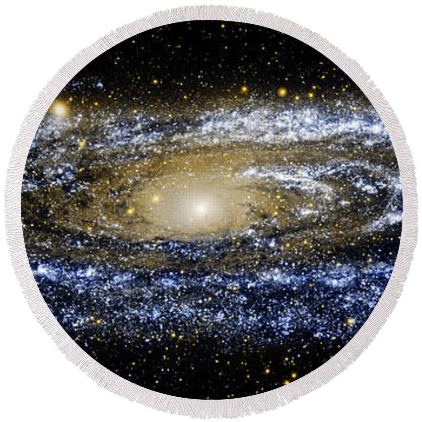 Andromeda Galaxy Round Beach Towel featuring the photograph Andromeda Galaxy enhanced by Weston Westmoreland