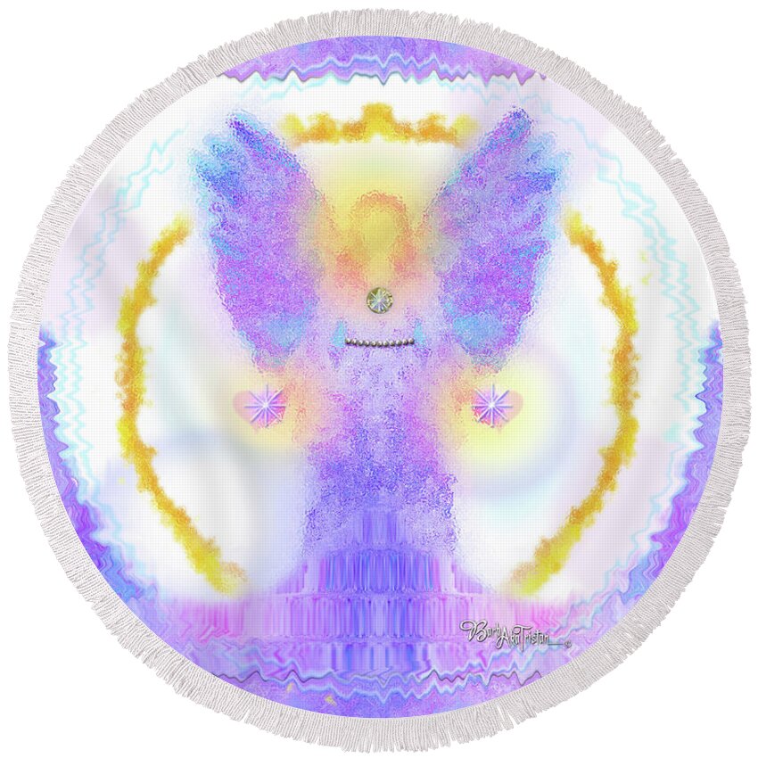 Inspiration Round Beach Towel featuring the digital art Angel of New Direction #180 by Barbara Tristan