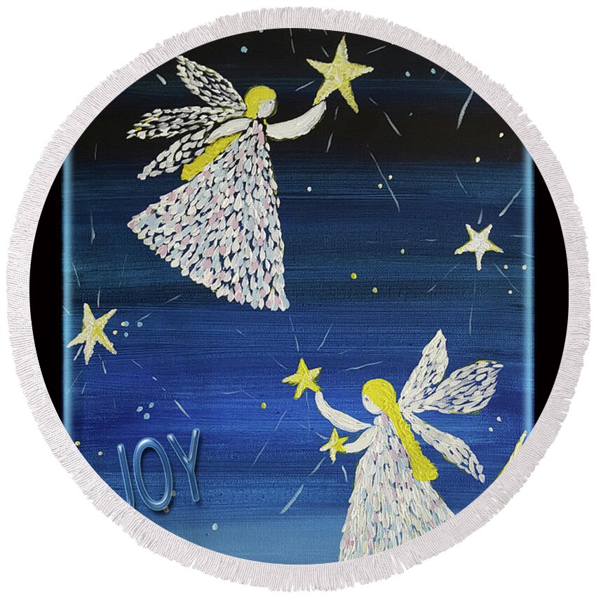 Joy Of Angels Shining Stars Round Beach Towel featuring the photograph Angels, Joy, Lucky Stars by PJQandFriends Photography