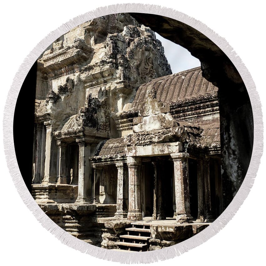 Cambodia Round Beach Towel featuring the photograph Angkor Wat 14 by Rick Piper Photography