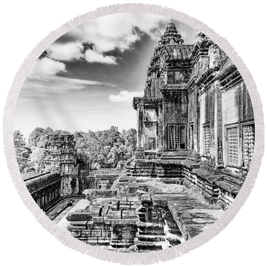 Angkor Wat Round Beach Towel featuring the photograph Angkor Wat Temple Siem Reap13 by Rene Triay FineArt Photos