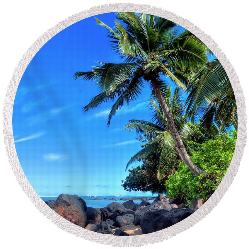 Granger Photography Round Beach Towel featuring the photograph Anini Beach by Brad Granger