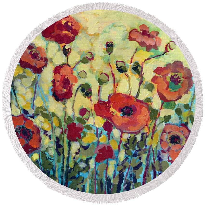 #faatoppicks Round Beach Towel featuring the painting Anitas Poppies by Jennifer Lommers