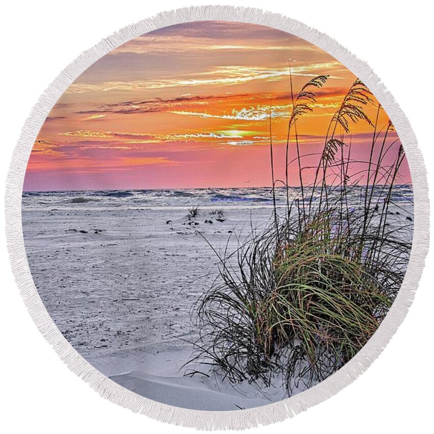 Gulf Round Beach Towel featuring the photograph Anna Maria Island Sunset by Ronald Lutz