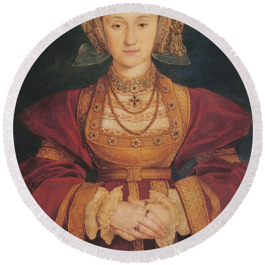 Anne Of Cleves Round Beach Towel featuring the painting Anne of Cleves by Hans Holbein