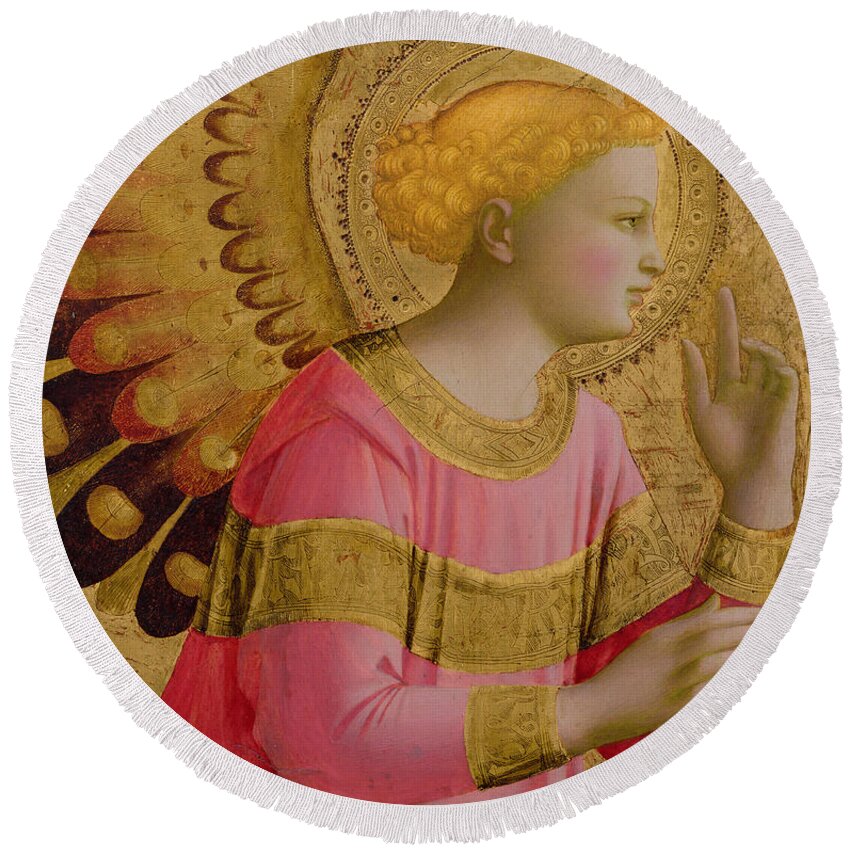 Annunciatory Round Beach Towel featuring the painting Annunciatory Angel by Fra Angelico