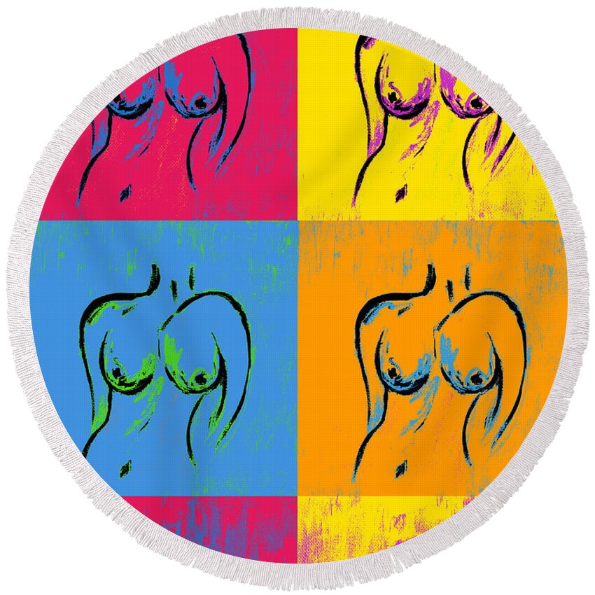 Nude Round Beach Towel featuring the painting Another nude 2 by Julie Lueders 