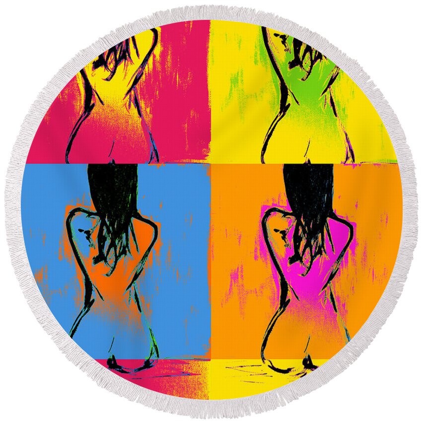 Female Round Beach Towel featuring the painting Another nude by Julie Lueders 