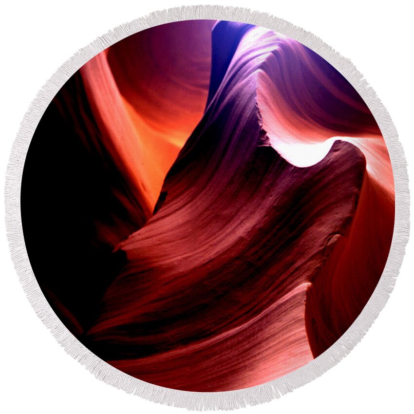 Antelope Canyon Round Beach Towel featuring the photograph Antelope Canyon Magic by Joe Hoover