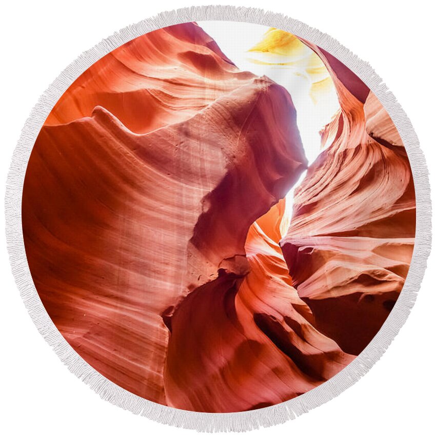 Usa Round Beach Towel featuring the photograph Antelope Canyon by SAURAVphoto Online Store