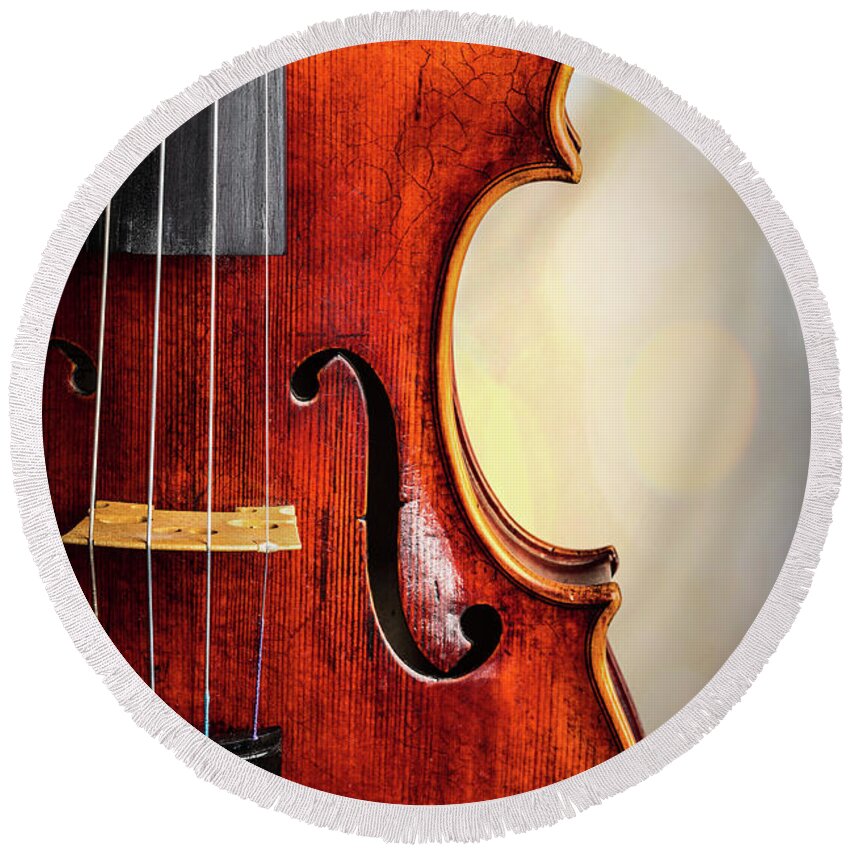 Violin Round Beach Towel featuring the photograph Antique Violin 1732.23 by M K Miller