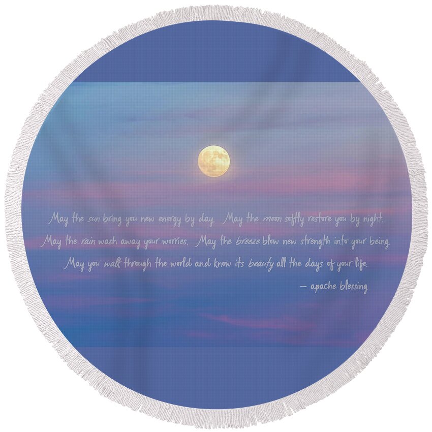 Terry D Photography Round Beach Towel featuring the photograph Apache Blessing Harvest Moon 2016 by Terry DeLuco