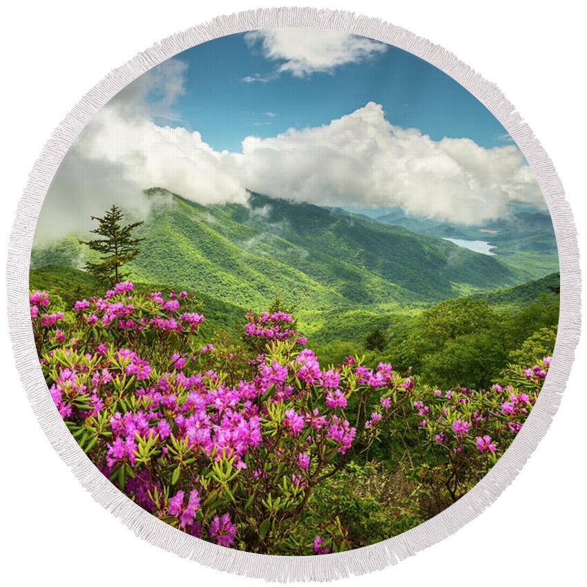 Asheville Round Beach Towel featuring the photograph Appalachian Mountains Spring Flowers Scenic Landscape Asheville North Carolina Blue Ridge Parkway by Dave Allen