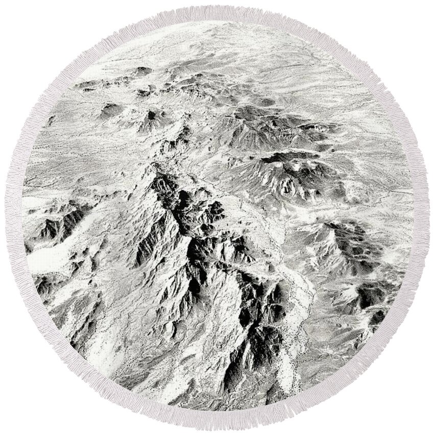 Wall Print Round Beach Towel featuring the photograph Arizona Desert in black and white by Monique Wegmueller