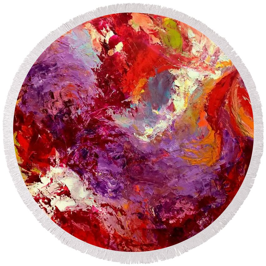Abstract Round Beach Towel featuring the painting Aromatic Mixtures by Nicolas Bouteneff