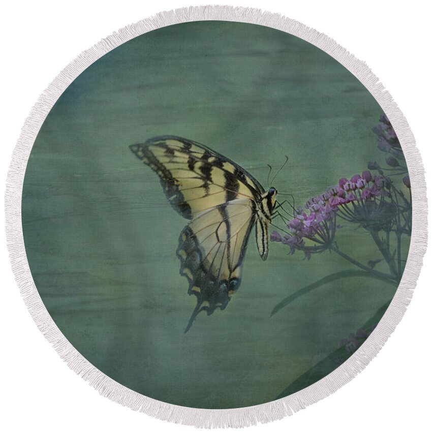 Swallowtail Round Beach Towel featuring the photograph Artistic Eastern Tiger Swallowtail 2017-1 by Thomas Young