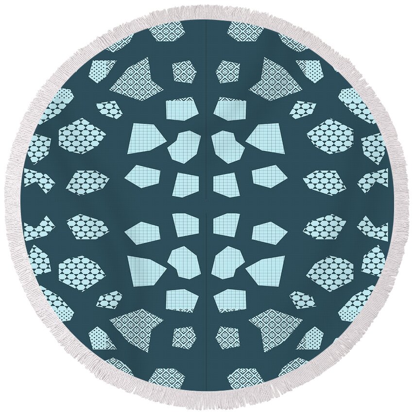 Urban Round Beach Towel featuring the digital art 050 Pieces Of by Cheryl Turner