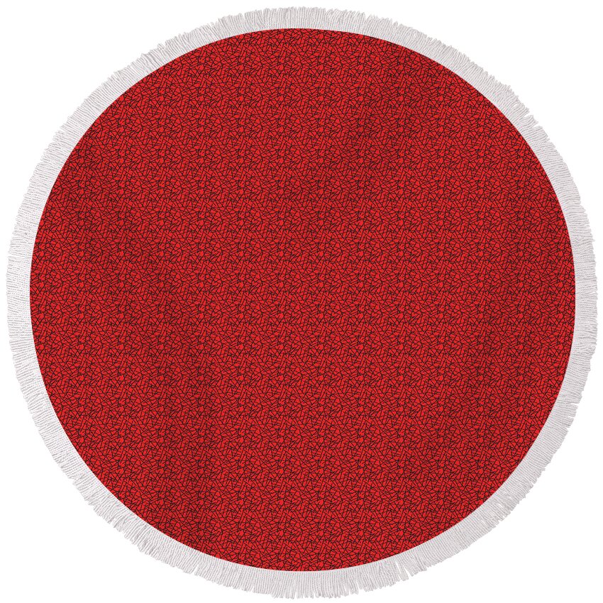 Urban Round Beach Towel featuring the digital art 055 See Red Thru Lace by Cheryl Turner