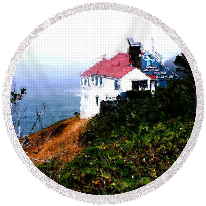 Cape Foulweather Round Beach Towel featuring the painting Cape Foulweather by Two Hivelys