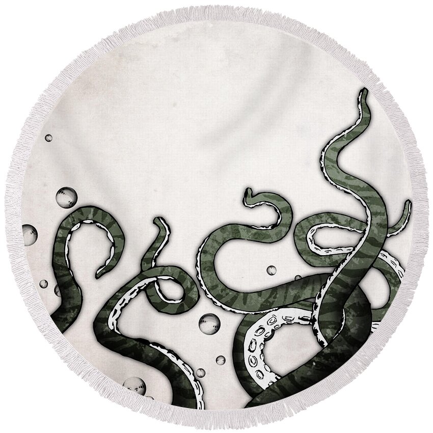 Octopus Round Beach Towel featuring the digital art Octopus Tentacles by Nicklas Gustafsson
