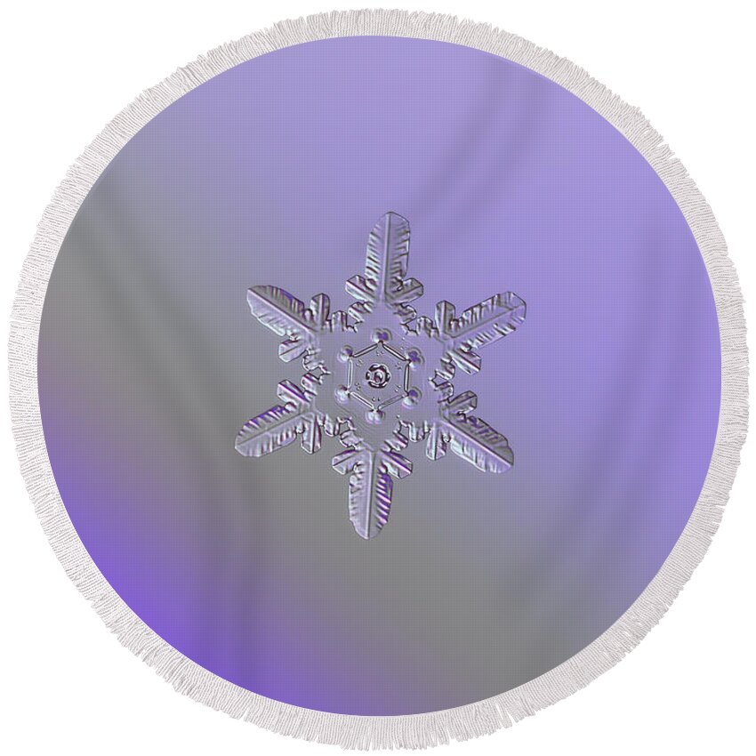 Day Round Beach Towel featuring the photograph Snowflake photo - Heart-powered star by Alexey Kljatov