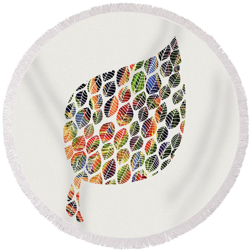 Leaves Round Beach Towel featuring the digital art Leafy Palette by Deborah Smith
