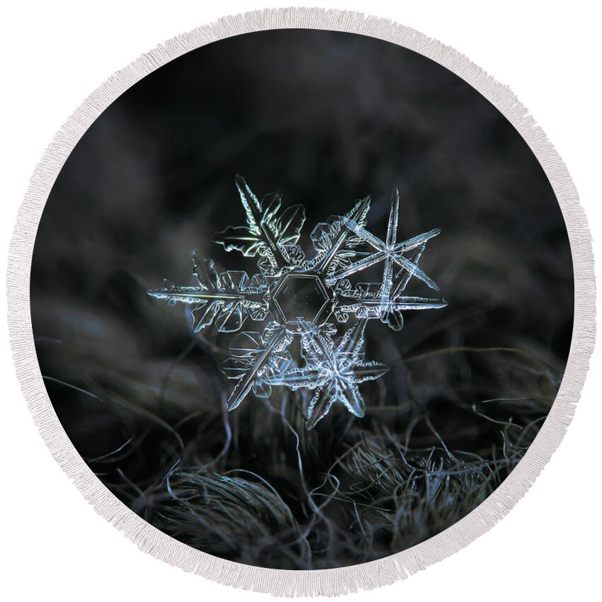 Snowflake Round Beach Towel featuring the photograph Snowflake of 19 March 2013 by Alexey Kljatov