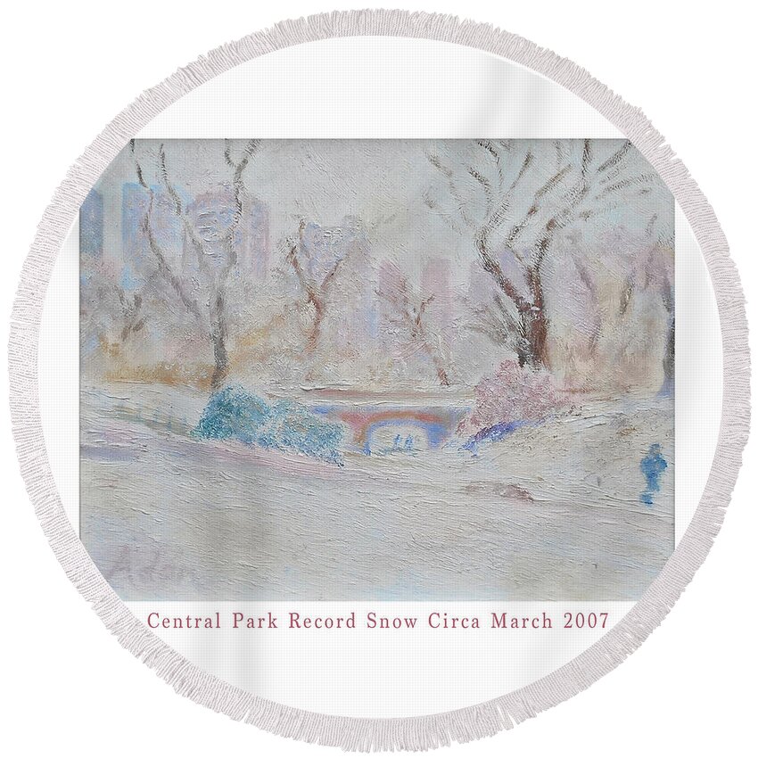 Central Park Round Beach Towel featuring the photograph Central Park Record Early March Cold Circa 2007 Poster Greeting Card by Felipe Adan Lerma