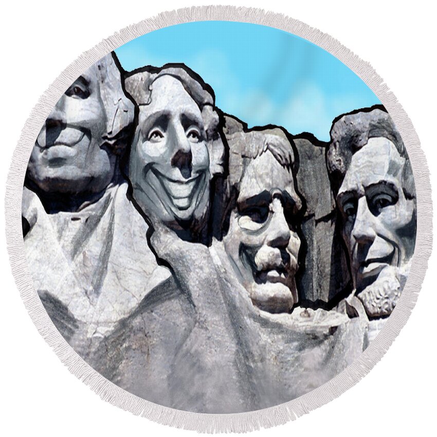 Mount Rushmore Round Beach Towel featuring the digital art Mount Rushmore by Kevin Middleton
