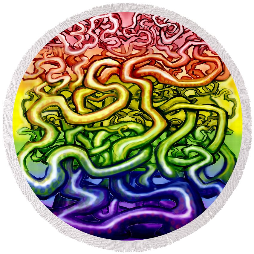 Vine Round Beach Towel featuring the digital art Twisted Vines We Call Life LGBTQ by Kevin Middleton